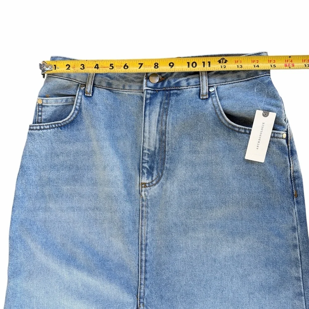 Anthropologie Pilcro Midi Front Slit Denim Maxi Skirt Summer Wash Size 8 NWT - Picture 5 of 12
